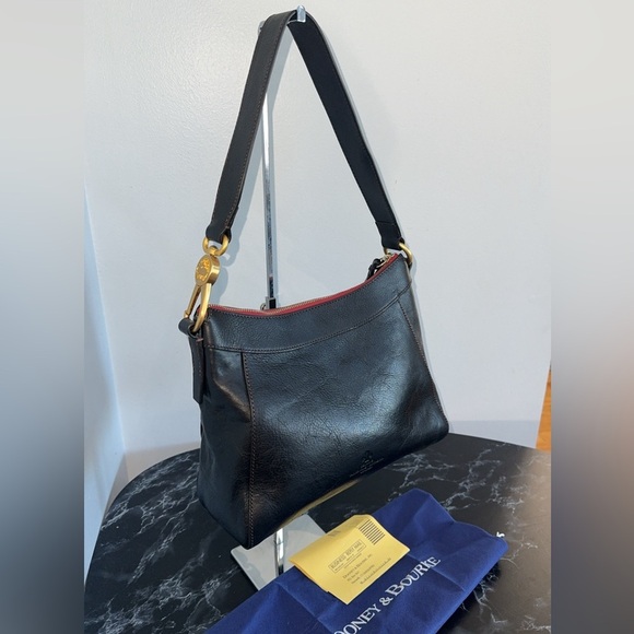 DOONEY & BOURKE Handbag Florentine Laurel Hobo Black Italian Leather AUTHENTIC - Picture 6 of 11